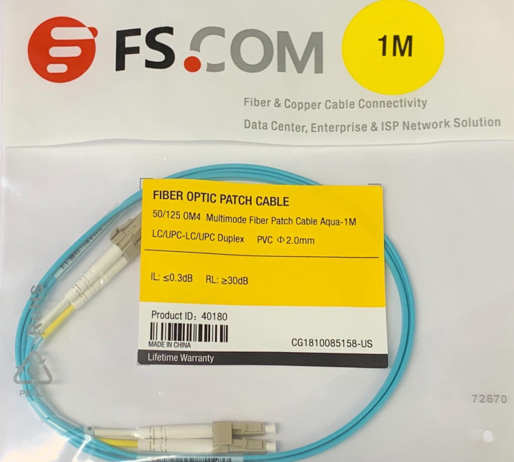 FS COM FS.COM CG1810085158 US 1M Fiberoptic Patch Cable 40180