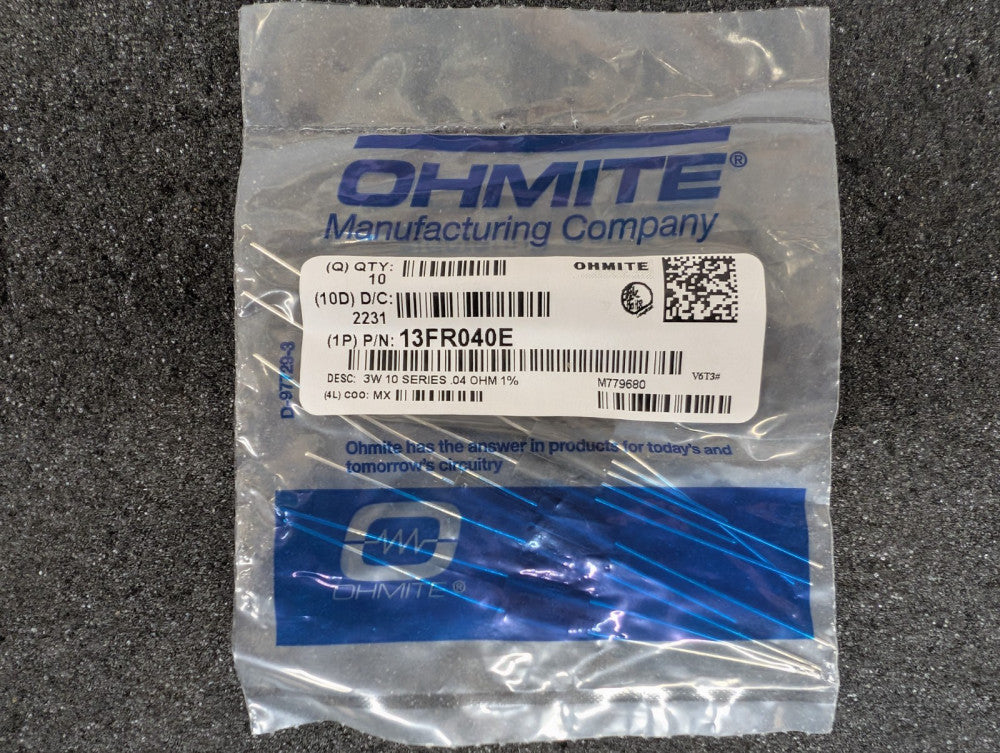 New, Ohmite, 13FR040E, RES 40M OHM 1% 3W AXIAL - Lot of 10pcs