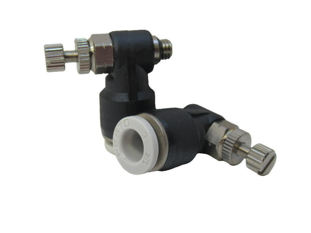 Festo 1/4 C , 1/4 , 1/4" Push-In Flow Control Valve (New - Lot of 2)
