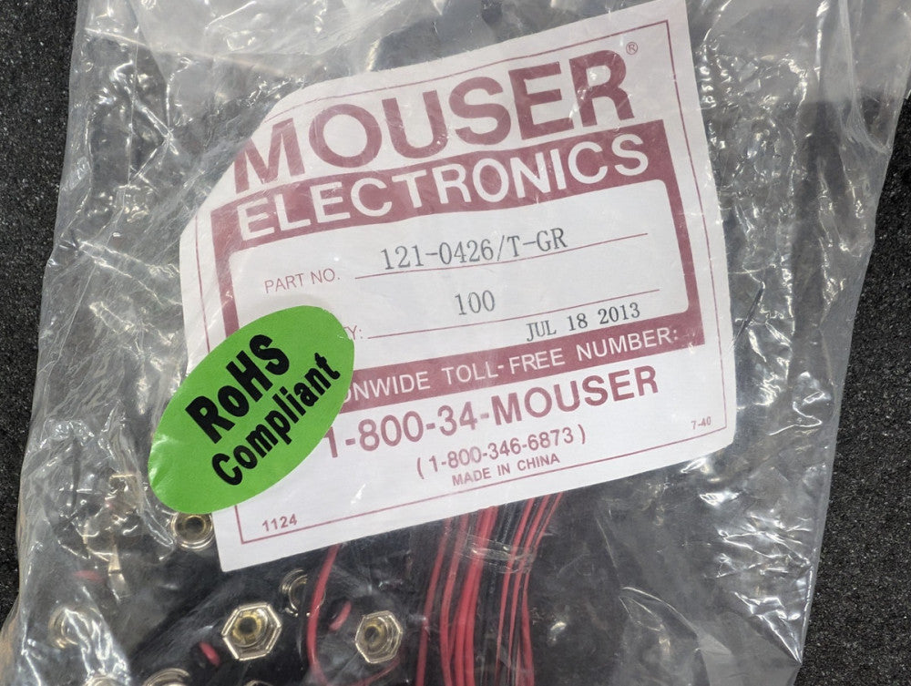 New, Eagle Plastic, 121-0426/T-GR, 9V Battery Snaps & Contacts T 4in - Lot of 50