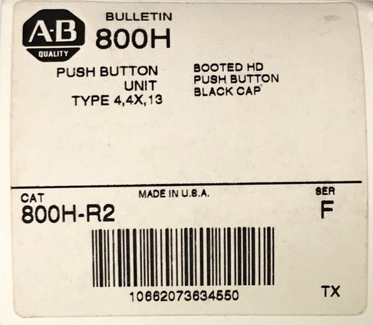 ALLEN BRADLEY 800H R2 Heavy Duty Black Rubber Booted Pushbutton Operator 