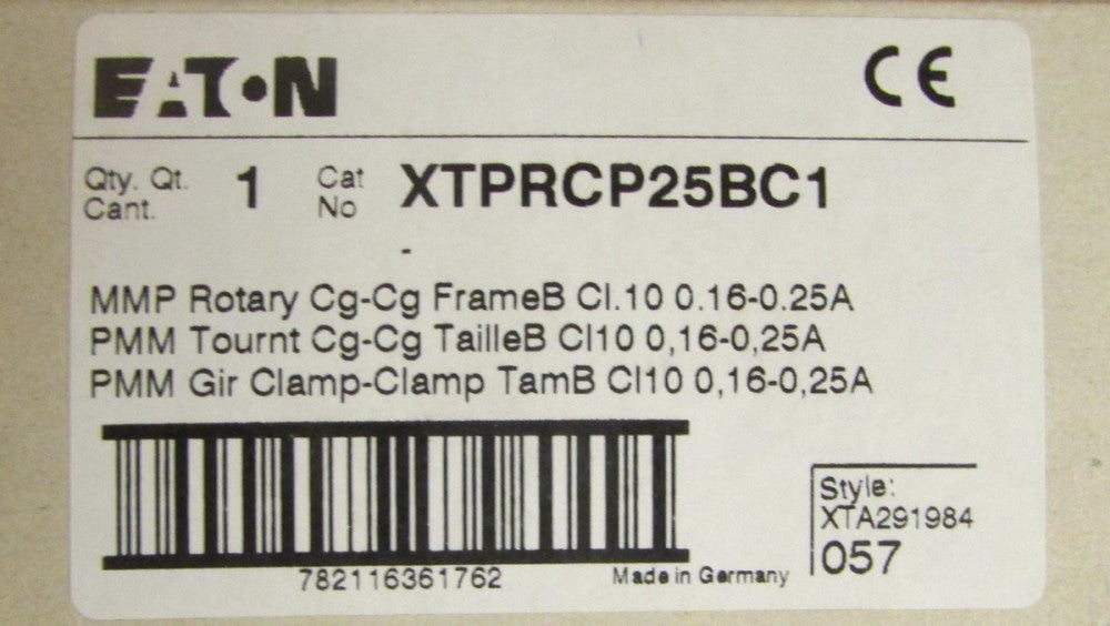 EATON XTPRCP25BC1 Manual Motor Controller Protector .16-.25 Amp 