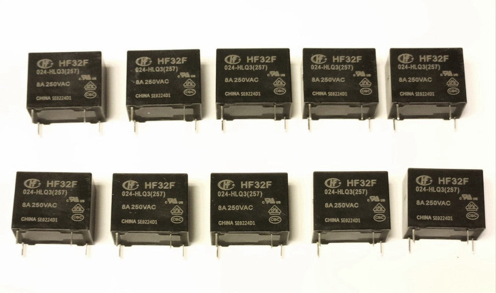 LOT OF 10 HONGFA HF32F 024 HLQ3 8 AMP 250 VAC SEO224D1 4 Pin Relay 45274010608
