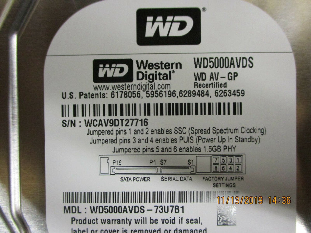 WESTERN DIGITAL - WD5000AVDS - 500GB 5400RPM 3.5inch HDD