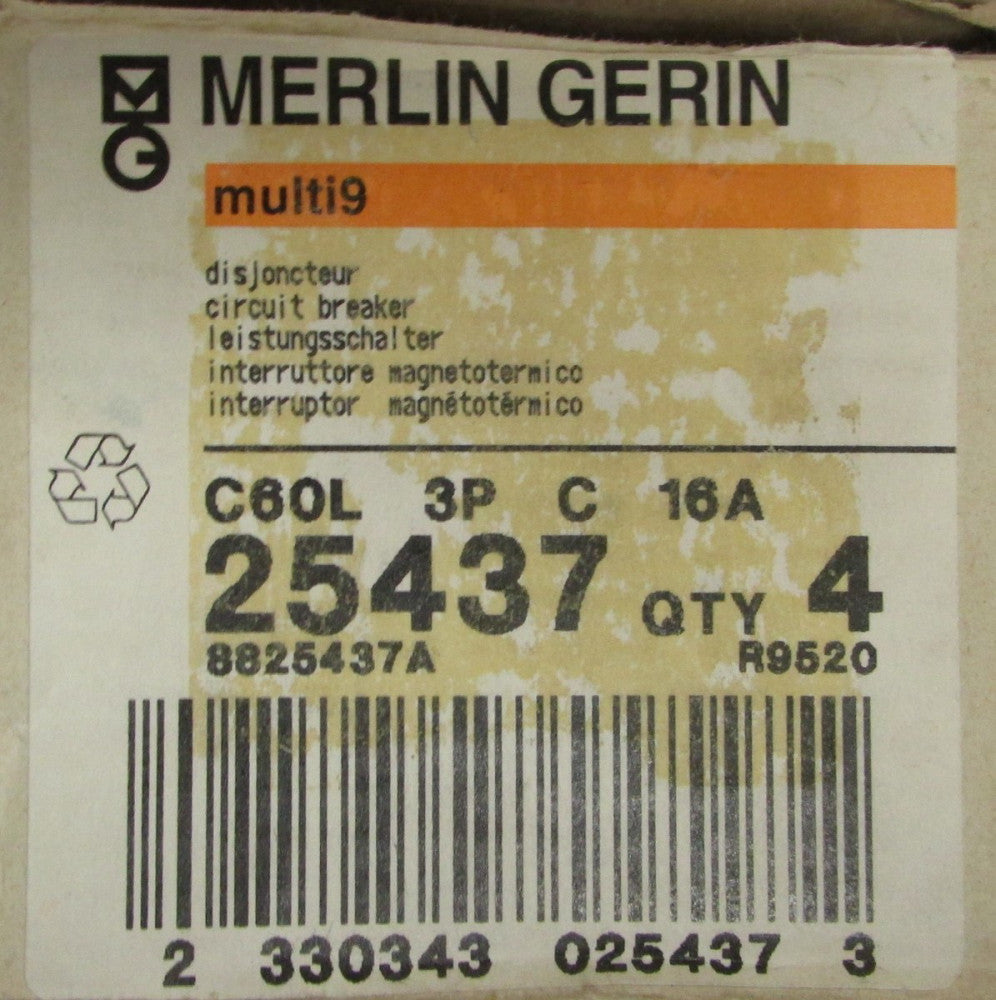 MERLIN GERIN C60L 3P C 16 A 3 Pole 16 Amp Multi 9 C16A Breaker 25437 