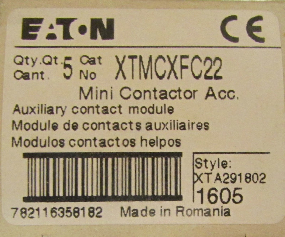EATON XTMCXFC22 Miniature Contactor Auxiliary Contact 2 N.O 2 N.C