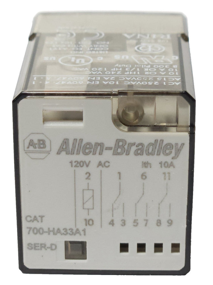 ALLEN BRADLEY  700 HA33A1 3 C/O 3 PDT 120 VAC Relay 10 AMP 11 PIN