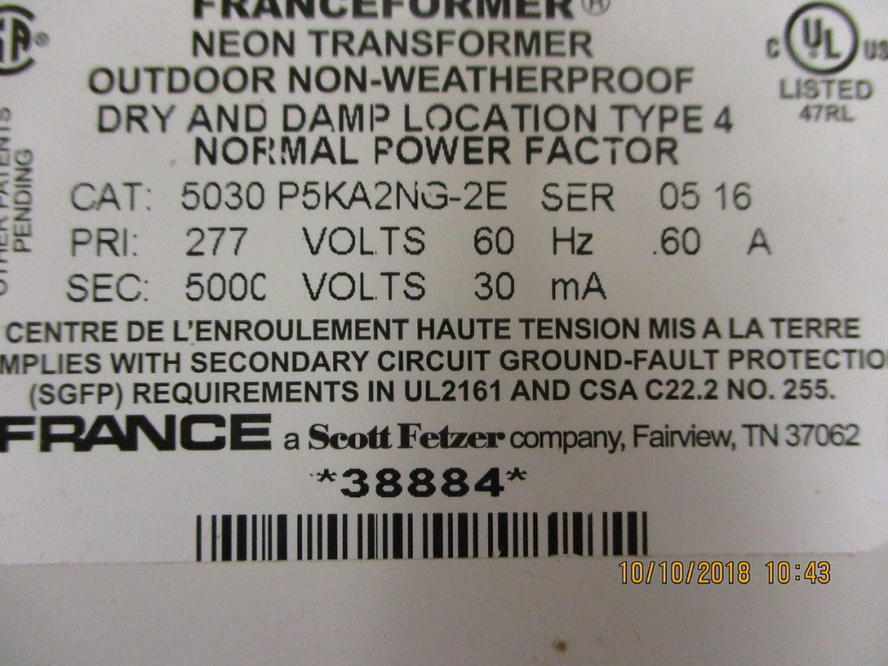 38884 France Sign ENCLOSED NPF 30MA 277V  BRAND NEW!