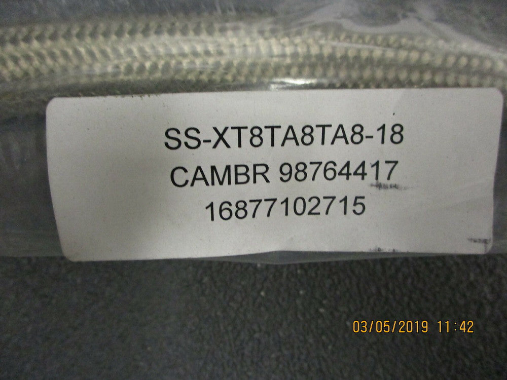 SS-XT8TA8TA8-18 Swagelok Smooth Bore PTFE Hose, 304 Stainless Steel BRAND NEW!