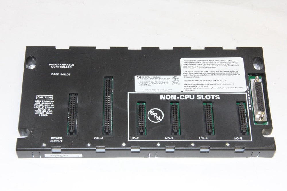 GE FANUC IC693CHS397L EMI Enhanced 5-Slot Controller Base