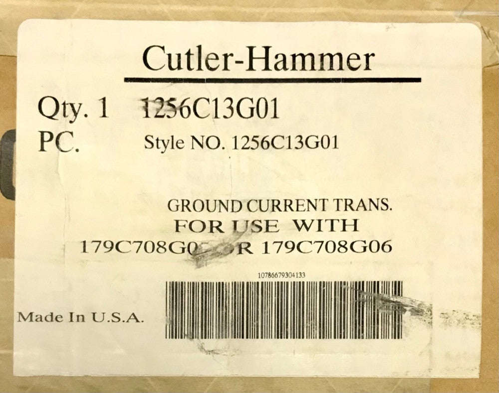 CUTLER HAMMER WESTINGHOUSE Ground Current CT Current Transformer 1256C13G01