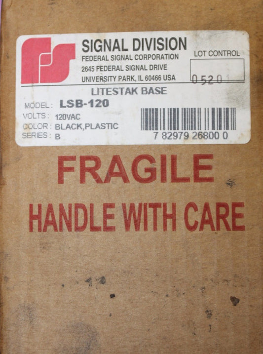 FEDERAL SIGNAL Black Plastic 120 VAC Litestak Light Base LSB 120