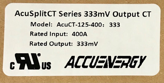 ACCUENERGY ACUSPLIT CT Series 33 mV ACUCT 125 400 333 400AMP Current Transformer