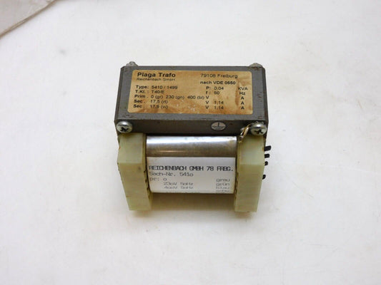 PLAGA TRAFO 5410/1499 TRANSFORMER T40E 79108 PRI 230/400VH 0,04KVA 50Hz 1,14A