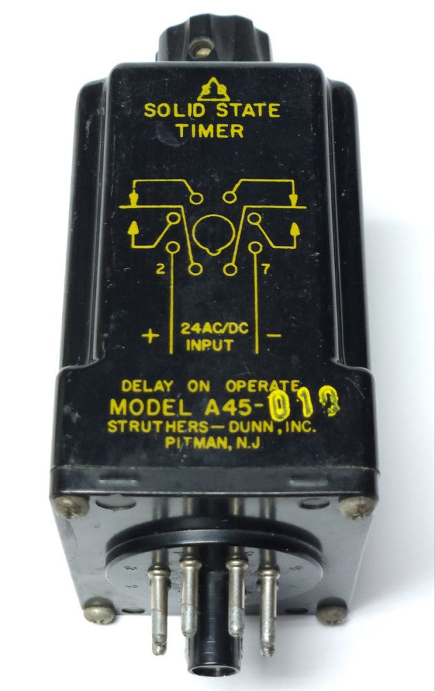 STRUTHERS DUNN MODEL A45 010 SOLID STATE Timer Relay Timing Module 8 PIN 24 VAC