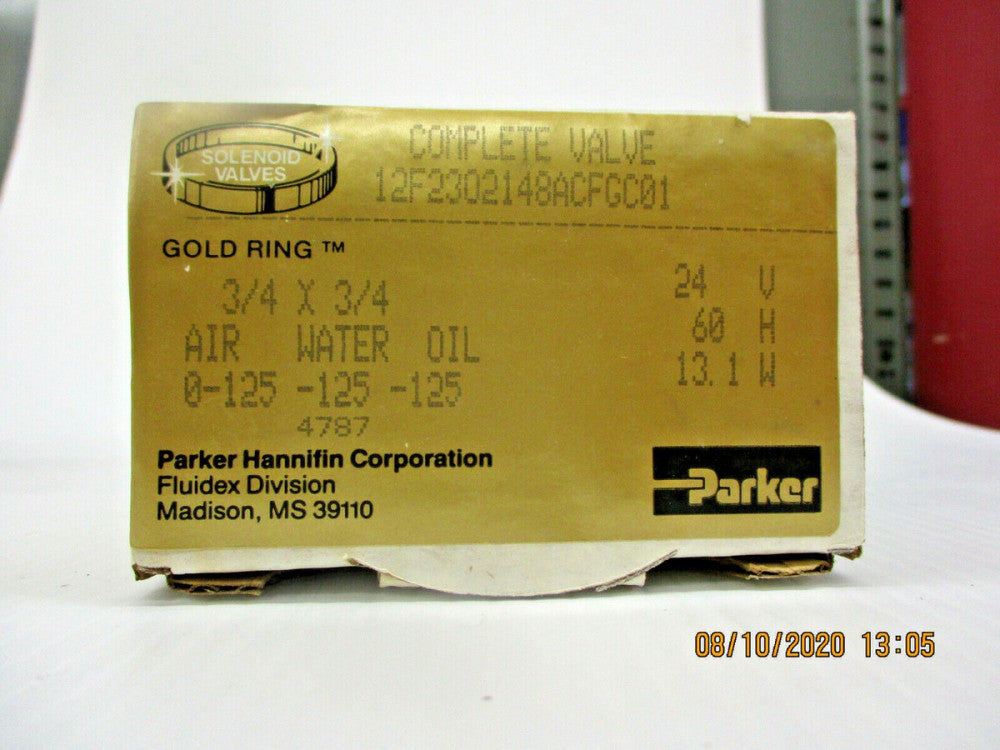 New, PARKER 12F2302148ACFEC05, GOLD RING 3/4 X 3/4 SOLENOID VALVE