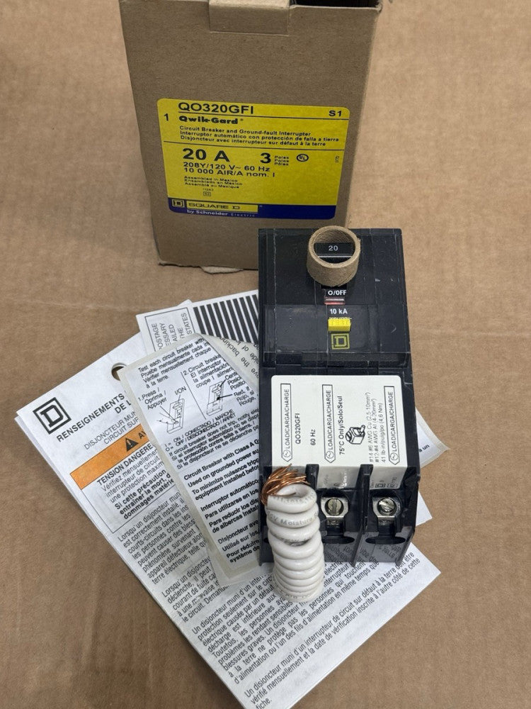 Square D QO320GFI - 20A 3 Pole Qwik-Gard Circuit Breaker 208Y/120V - New