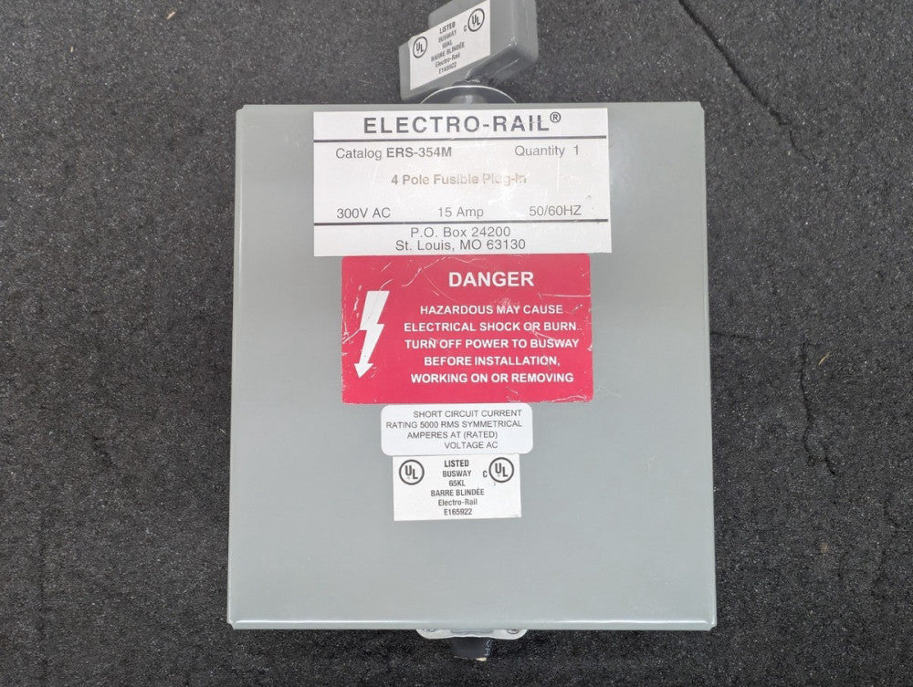 Used, Electro-Rail, ERS-354M, 4-Pole Fusible Plug-In 300V 15A