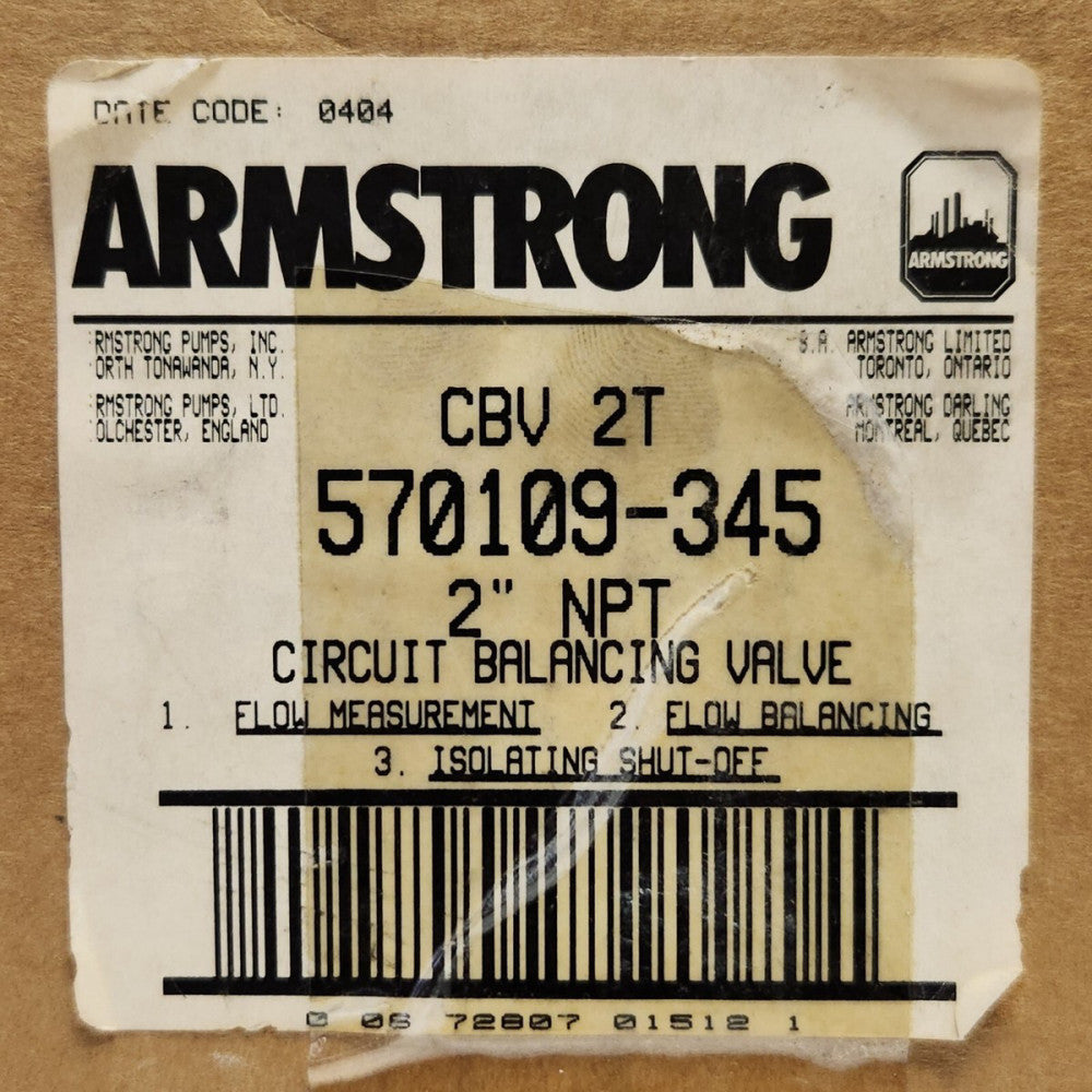 ARMSTRONG CBV 2T 570109 345 2" NPT Circuit Balancing Valve