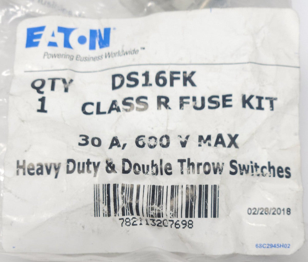 EATON CUTLER HAMMER DS16FK 30 AMP 600 VAC Heavy Duty CLASS R FUSE CLIP KIT FOR S