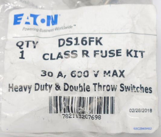 EATON CUTLER HAMMER DS16FK 30 AMP 600 VAC Heavy Duty CLASS R FUSE CLIP KIT FOR S