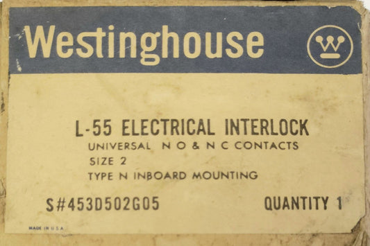 WESTINGHOUSE CUTLER HAMMER L-55 L55 Electrical Interlock Size 2 Type N Lifeline