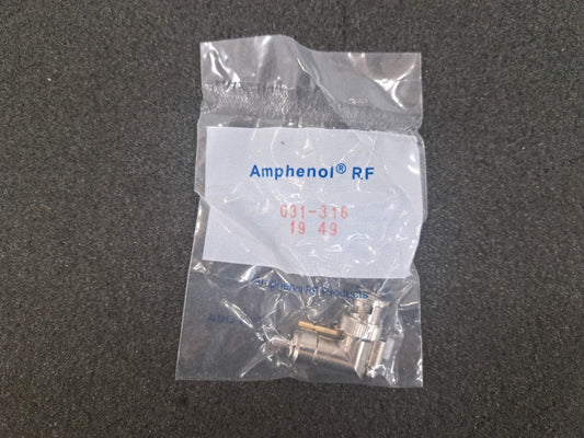 New, Amphenol, 031-316, CONN BNC PLUG R/A 50 OHM CRIMP