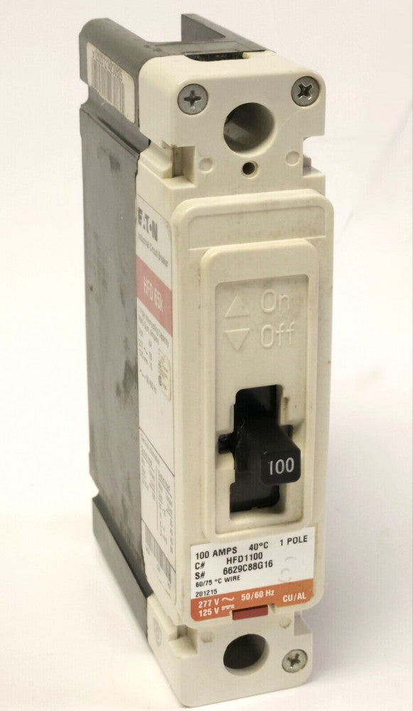 EATON CUTLER HAMMER HFD1100 Single Pole 100 AMP Type HFD Circuit Breaker