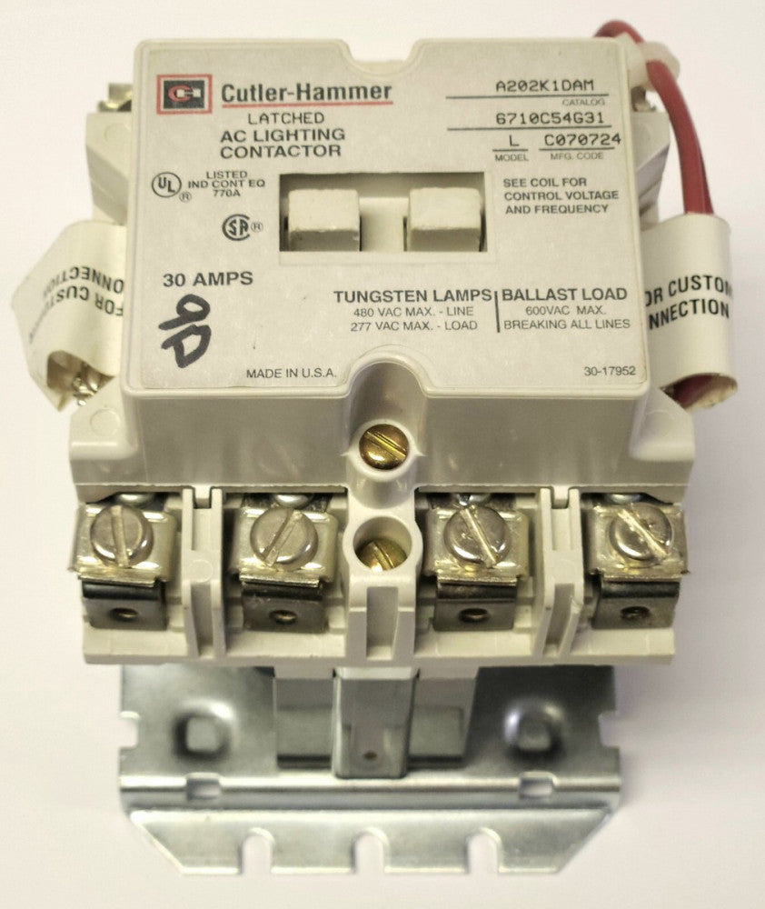 EATON CUTLER HAMMER A202K1DAM 4 Pole 30 AMP 120 Volt AC Lighting Contactor LATCH