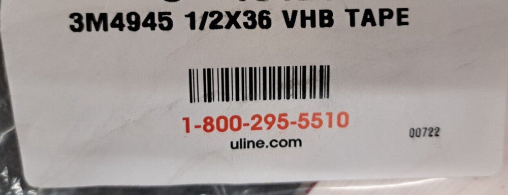 New, 3M, 4945VHB - 1/2X36, VHB Double-Sided Foam Tape - 1/2" x 36 yds