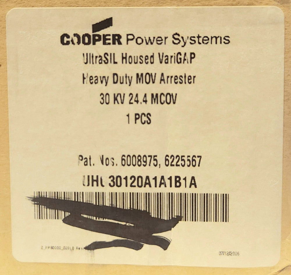COOPER POWER SYSTEMS UHG30120A1A1B1A 30 KV MOV Arrestor Ultra SIL Vari GAP 34.4