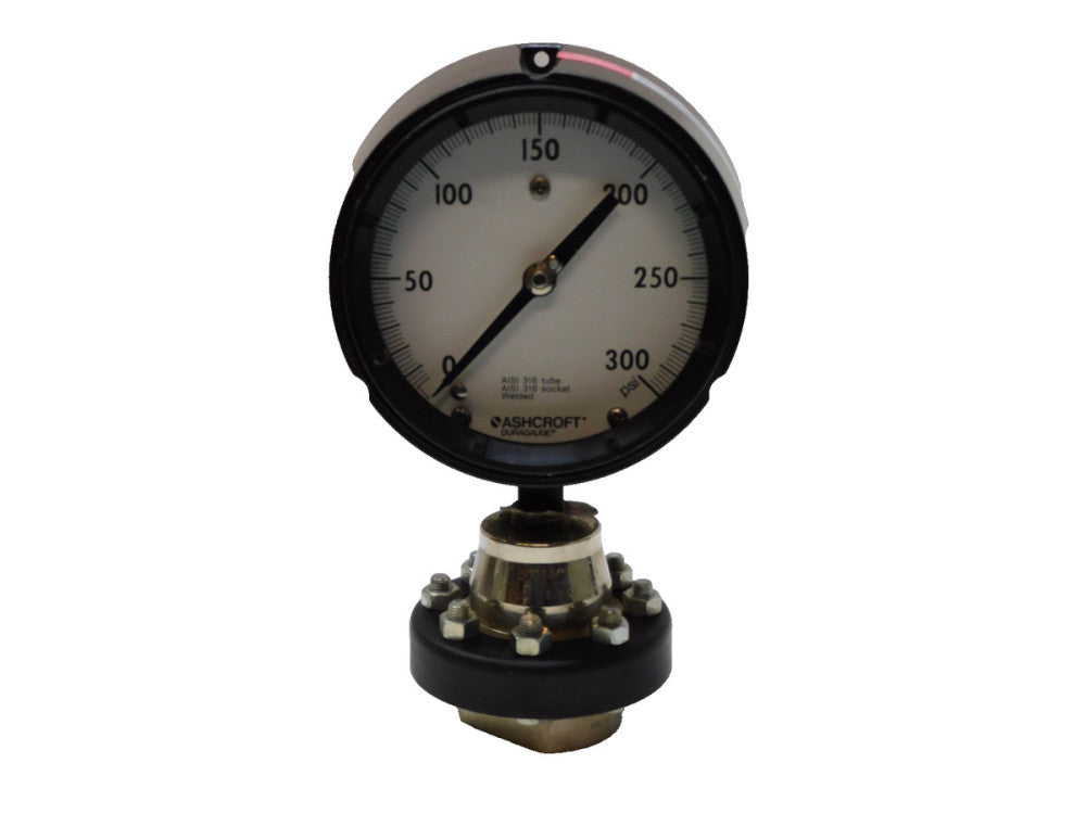 Ashcroft Duragauge 4-1/2" 300psi Gauge 316 Tube & Soc C12113 Q-586 1279SS 1/2"np