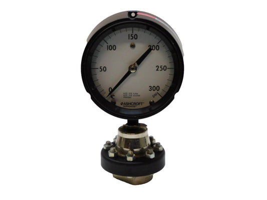 Ashcroft Duragauge 4-1/2" 300psi Gauge 316 Tube & Soc C12113 Q-586 1279SS 1/2"np