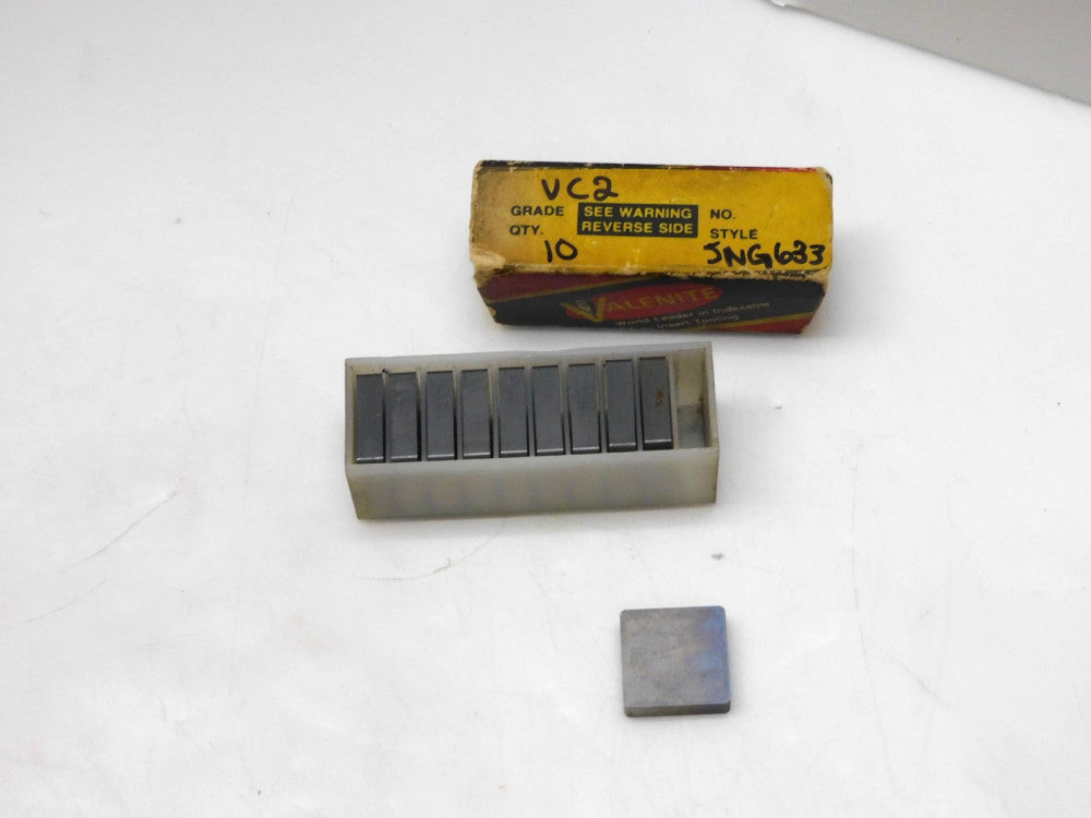 LOT OF 10 VALENITE SNG633 CARBIDE INSERT VC2