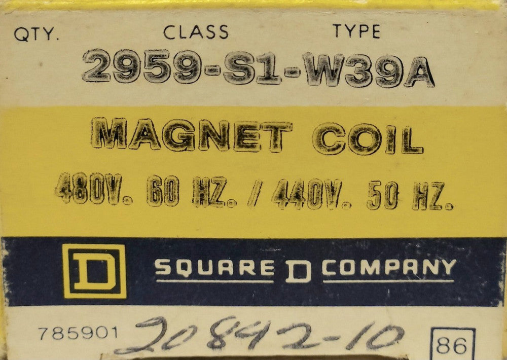 SQUARE D 2959 S1 W39A 440 480 VAC Magnet Coil