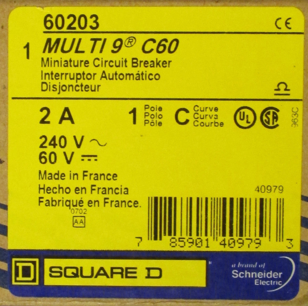 MERLIN GERIN C2A Multi9 C60 Single Pole 2 Amp Circuit Breaker 60203