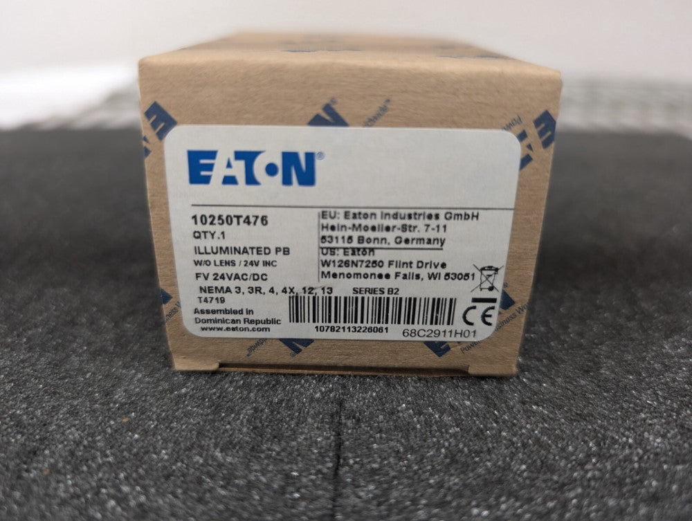 New, Eaton, 10250T476, Heavy-Duty Pushbutton 30.5 mm Illumin 24V w/o Lens Moment