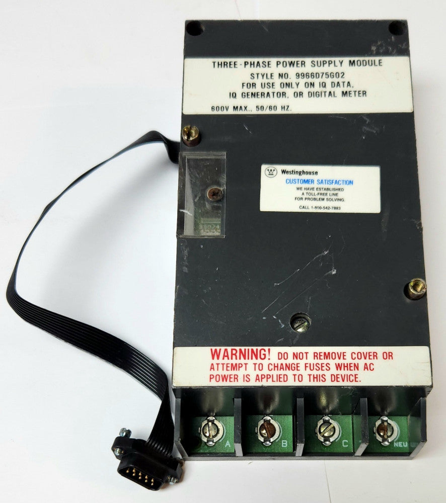 WESTINGHOUSE CUTLER HAMMER 9966D75G02 IQ Three Phase Power Supply Module 600 VAC