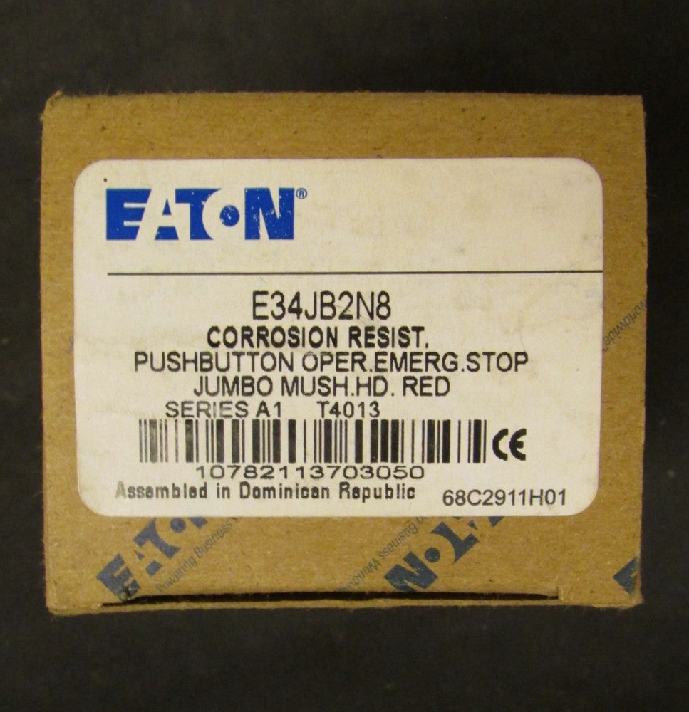EATON CUTLER HAMMER E34JB2N8 RED Jumbo E Stop Push Button Oper Corrosion Res E43