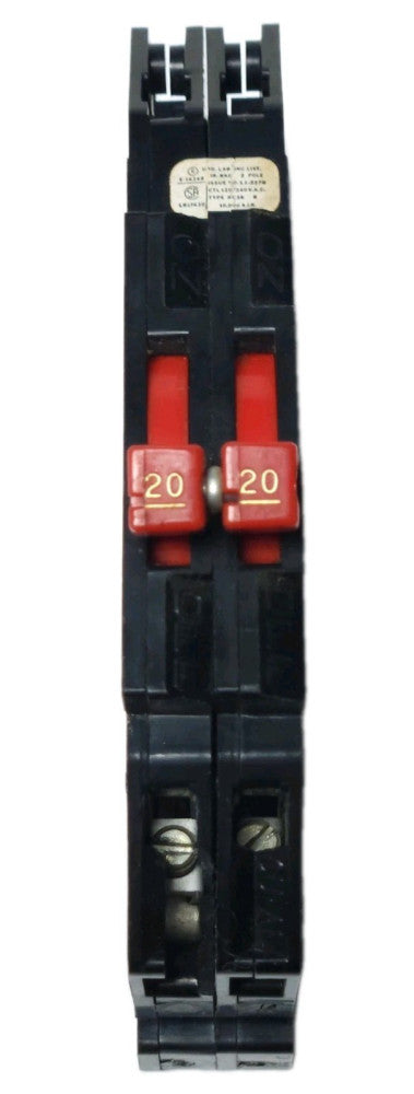 ZINSCO SYLVANIA GTE RC38AL Duplex 20 AMP RC38 Circuit Breaker 120 240 VAC 20/20