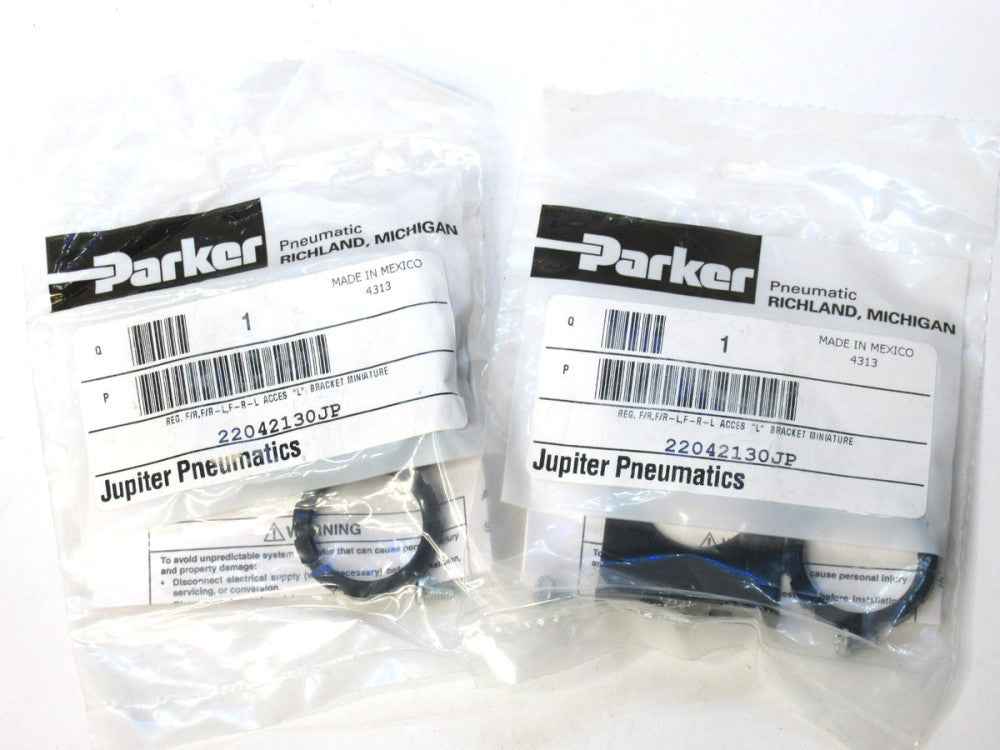 (NEW - Lot of 2) PARKER / JUPITER PNEUMATICS 22042130JP "L" Bracket Mount Kit