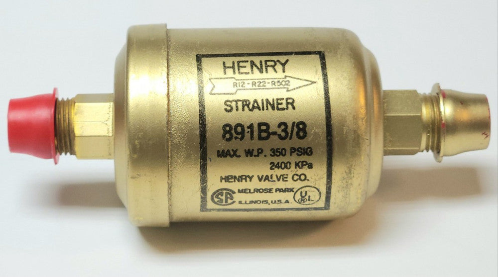 HENRY 891B 3/8 R12 22 502 350 PSIG 2400 kPa Strainer Valve R12 R22 R502 Refriger