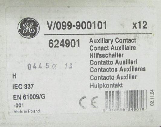 GENERAL ELECTRIC VAUX1  V/099 900101 5 Amp  1 NO 1 NC Auxiliary Contact 624901