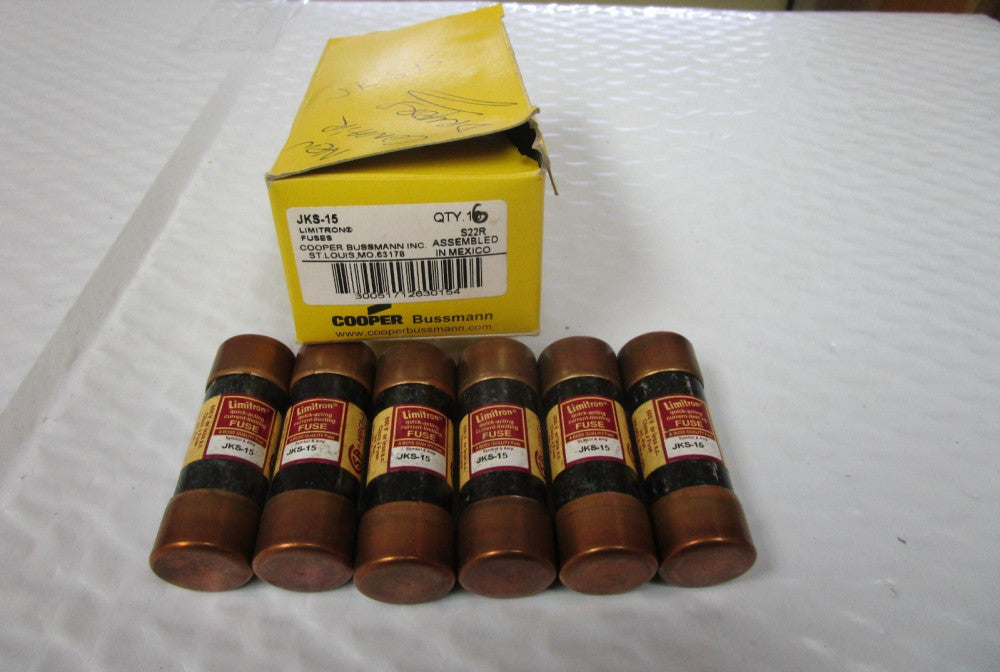 NEW LOT OF 6 BUSSMANN LIMITRON FUSE JKS-15 15A AMP 600Vac