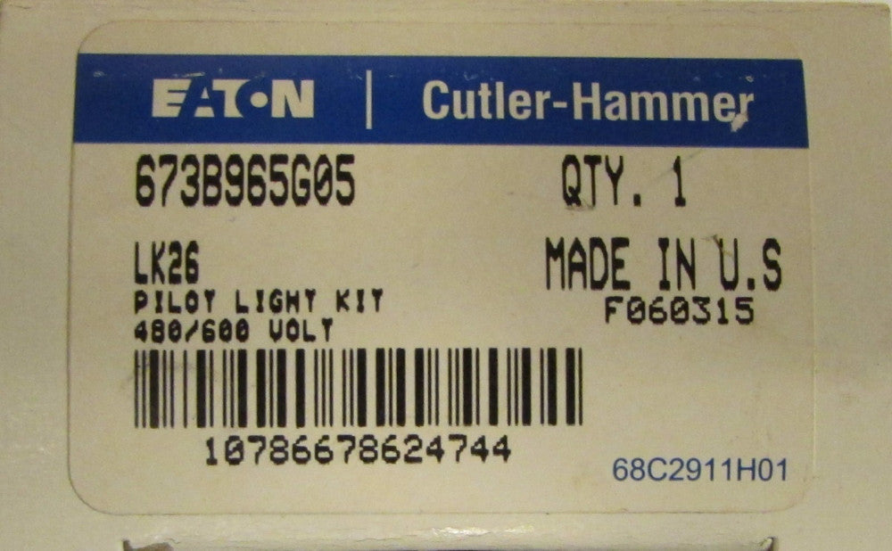 EATON CUTLER HAMMER LK26 RED B10 480 600 Volt Pilot Light Kit 673B965G05