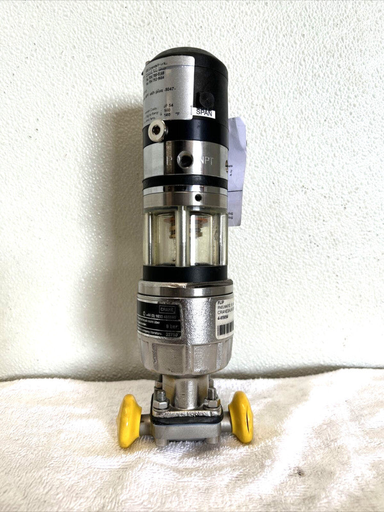 Schubert & Salzer 8047 Pneumatic Valve Positioner with Crane Saunders Actuator