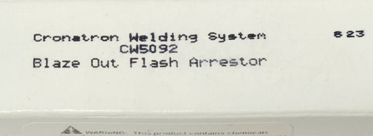 CRONATRON Welding System CW5092 Blaze Out Flash Arrestor CW 509 ACETYLENE