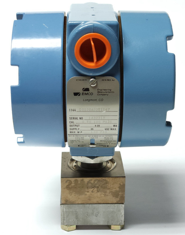 EMCO 1144 G0120A22T1147 Series 1144 Pressure Transmitter 0-100 PSIG 35 VDC 120