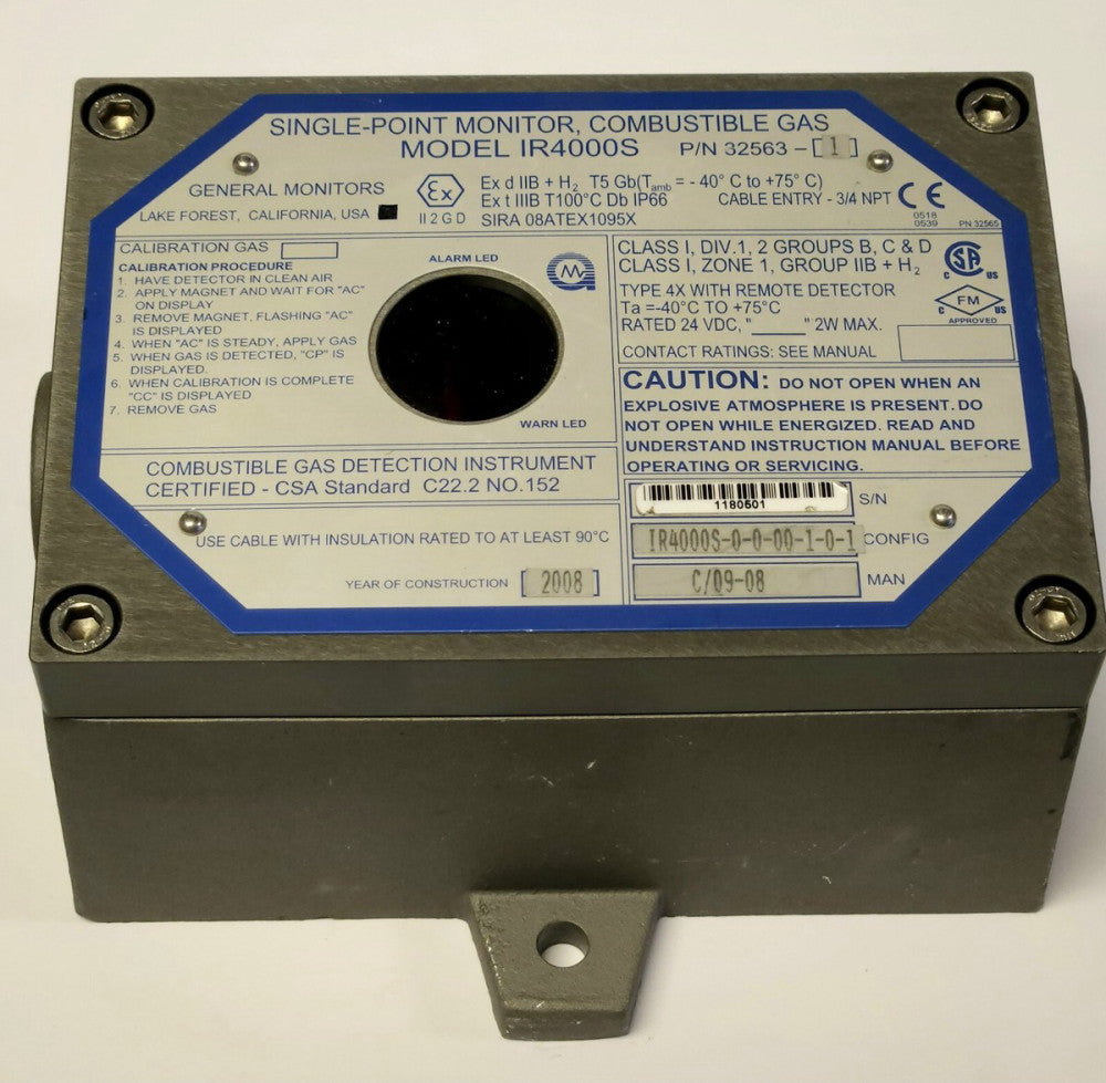 GM GENERAL MONITORS Model IR4000S Combustible Gas Single Point Monitor 32563-1