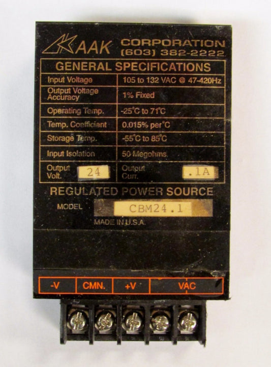 AAK CORPERATION CBM24.1 24V .1 Amp Regulated Power Source